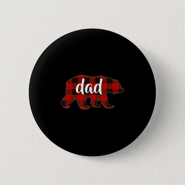 Red Plaid Dad Buffalo Matching Family Papa Pyjamas 6 Cm Round Badge (Front)
