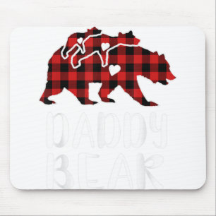 Red Plaid Daddy Bear Buffalo Matching Family Pajam Mouse Pad