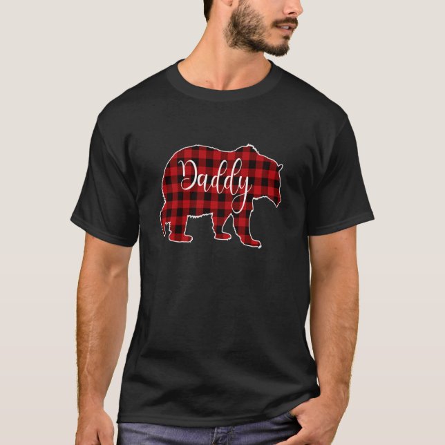 Red Plaid Daddy Bear Matching Buffalo Family Pajam T-Shirt (Front)