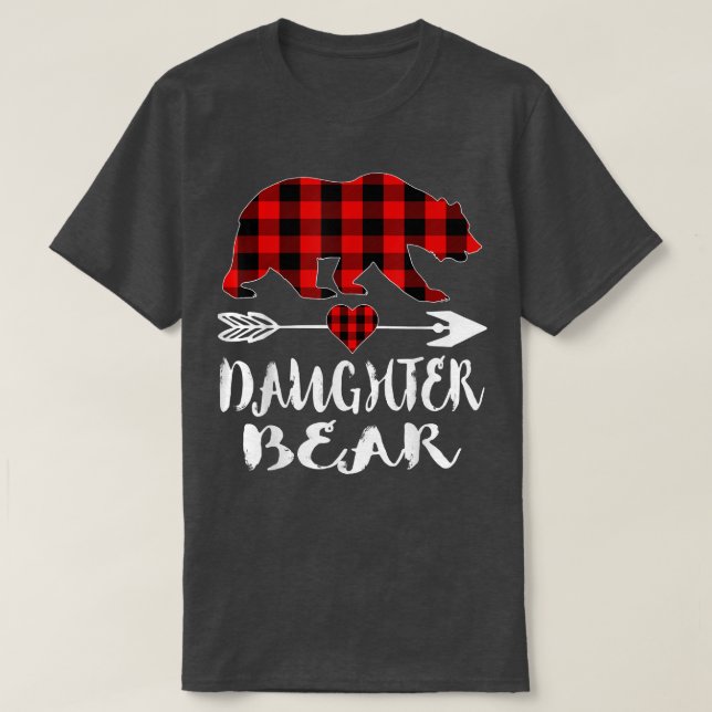 Red Plaid Daughter Bear Shirt Buffalo Family Chris (Design Front)