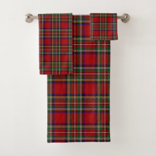  Red Plaid Design Bath Towel Set