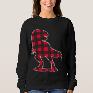 Red Plaid Dinosaur Matching Buffalo Family Pajama Sweatshirt