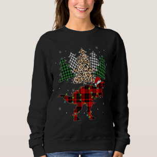 Red Plaid Dinosaur Rex Santa Hat Christmas Light X Sweatshirt