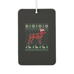 Red Plaid Dog Ugly Christmas Lights Boston Terrier Car Air Freshener