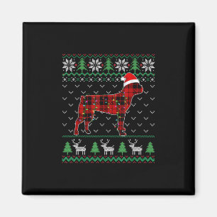 Red Plaid Dog Ugly Christmas Lights Boston Terrier Magnet