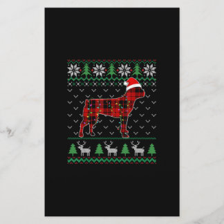 Red Plaid Dog Ugly Christmas Lights Boston Terrier Stationery