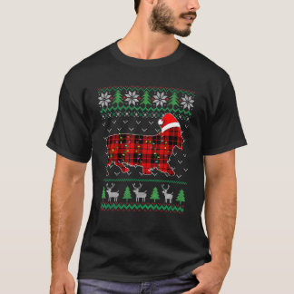 Red Plaid Dog Ugly Christmas Lights Corgi Dog Xmas T-Shirt