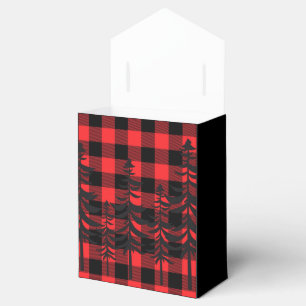 Red Plaid Evergreen Silhouette Favour Box