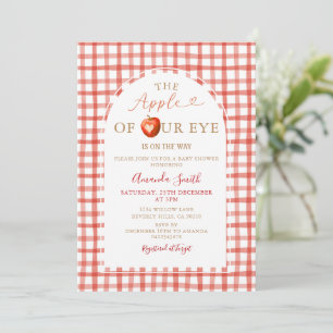 Red Plaid Fall Apple Orchard Baby Shower Invitation