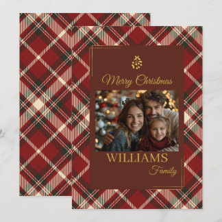 Red Plaid Family Christmas Card