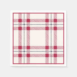 Red Plaid Farmhouse Country Christmas Holiday Napkin
