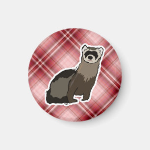 Red Plaid Ferret Magnet