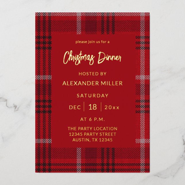 Red Plaid Flannel Holiday Christmas Your Text (Front)
