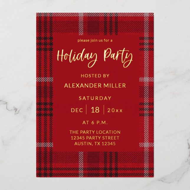 Red Plaid Flannel Holiday Party (Front)