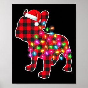 Red Plaid French Bulldog Christmas Pajamas Xmas Li Poster