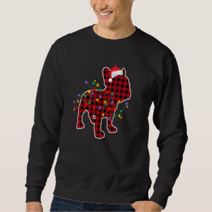 Red Plaid French Bulldog Christmas Pyjamas Family  Sweatshirt