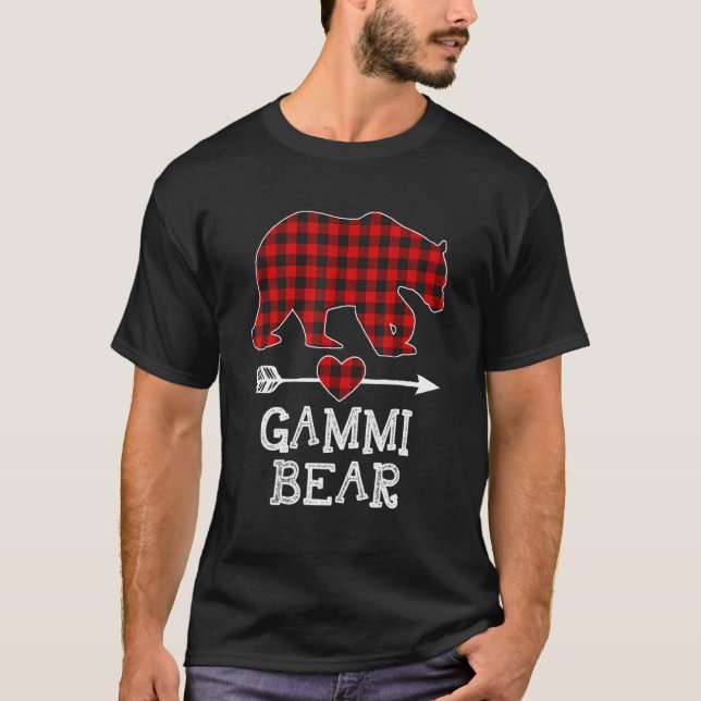 Red Plaid Gammi Bear Matching Pajama Family 1 T-Shirt (Front)