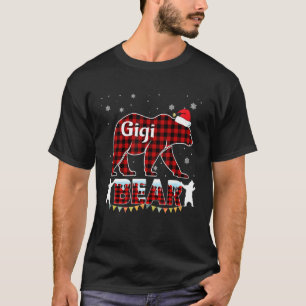 Red Plaid Gigi Bear Christmas Pajama Matching Fami T-Shirt