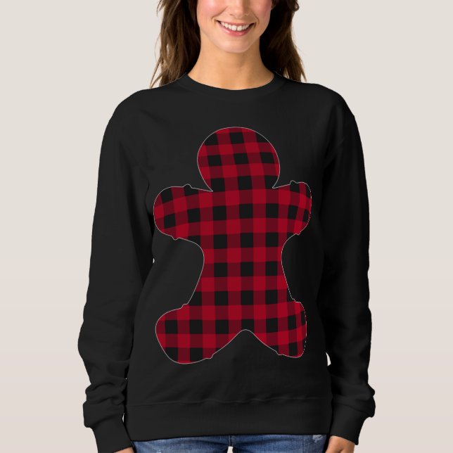 Red Plaid Gingerbread Xmas Matching Buffalo Family Sweatshirt (Front)