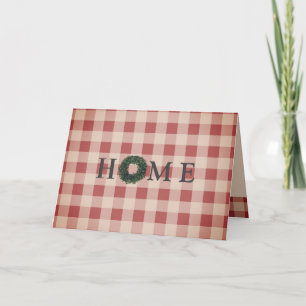 Red Plaid Gingham Country Housewarming Card