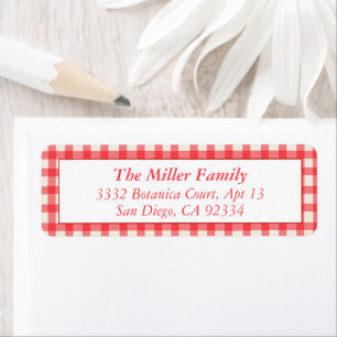 Red Plaid Gingham Festive Return Address