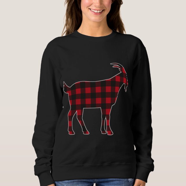 Red Plaid Goat Merry Christmas Matching Family Paj Sweatshirt (Front)