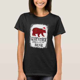 Red Plaid Godfather Bear Christmas Family Pajama M T-Shirt