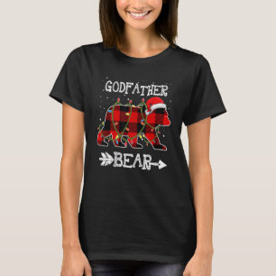 Red Plaid Godfather Bear Christmas Santa Family Ma T-Shirt