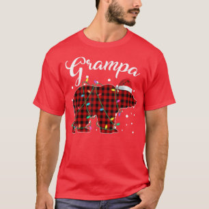 Red Plaid Grampa Bear Matching Buffalo Pajama T-Shirt
