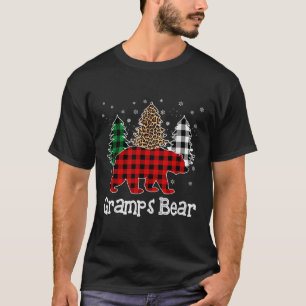 Red Plaid Gramps Bear Bear Christmas Tree Leopard  T-Shirt