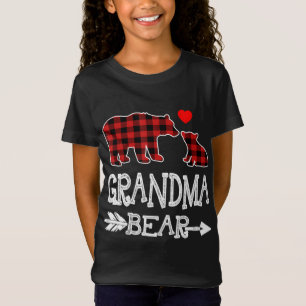 Red Plaid Grandma Bear Christmas Pajama Matching F T-Shirt