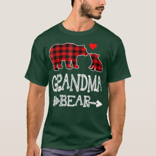 Red Plaid Grandma Bear Christmas Pajama Matching F T-Shirt