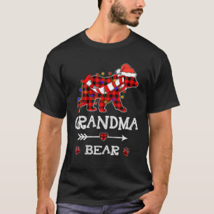 Red Plaid Grandma Bear Christmas Santa Family T-Shirt