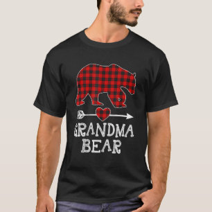Red Plaid Grandma Bear  Matching Pajama Family T-Shirt