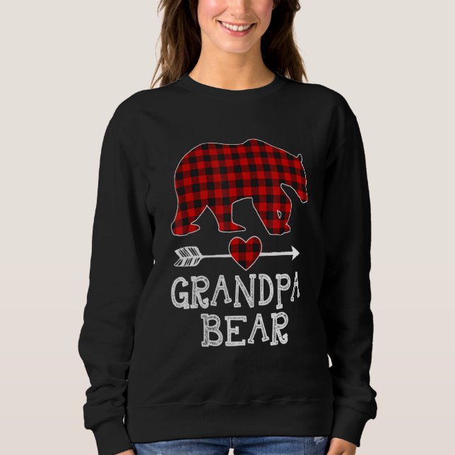 Red Plaid Grandpa Bear  Matching Pajama Family  2 Sweatshirt (Front)
