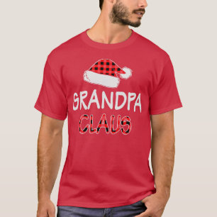 Red Plaid Grandpa Claus Santa Hat Matching Family  T-Shirt