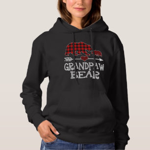 Red Plaid Grandpaw Bear One Cub Matching Buffalo P Hoodie