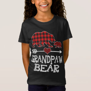Red Plaid Grandpaw Bear One Cub Matching Buffalo P T-Shirt