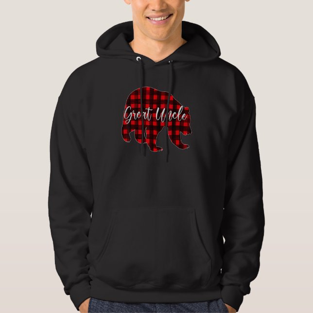 Red Plaid Great Uncle Bear Matching Family Christm Hoodie (Front)