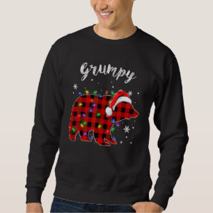 Red Plaid Grumpy Bear Buffalo Family Pajama Christ Sweatshirt