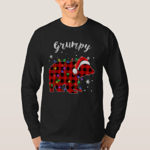 Red Plaid Grumpy Bear Buffalo Family Pajama Christ T-Shirt