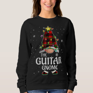 Red Plaid Guitar Gnome Matching Christmas Pajama Sweatshirt