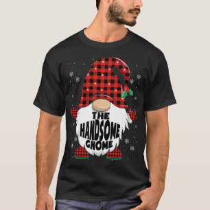 Red Plaid Handsome Gnome Christmas T-Shirt