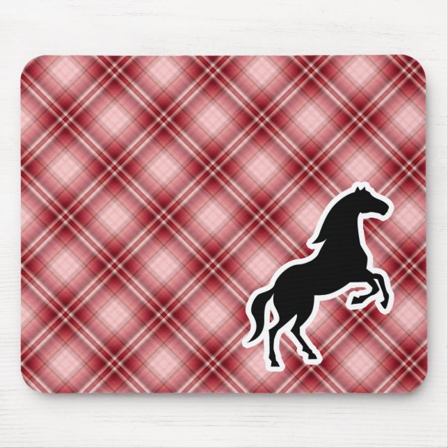 Red Plaid Horse Mouse Pad (Front)