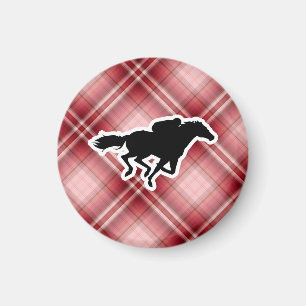 Red Plaid Horse Racing Magnet