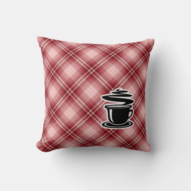 Red Plaid Hot Coffee Cushion (Front)