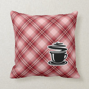 Red Plaid Hot Coffee Cushion