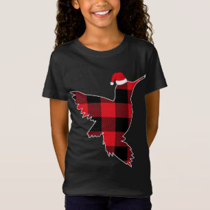 Red Plaid Hummingbird Santa Hat Christmas Pajama F T-Shirt