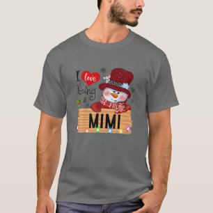 Red Plaid I Love Being A Mimi Snowman Family Chris T-Shirt