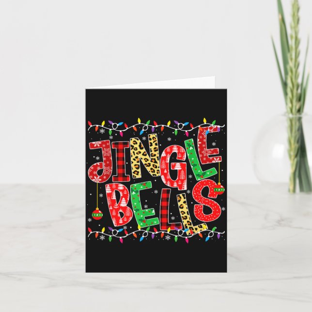 Red Plaid Jingle Bells Christmas Matching Family P Card (Front)